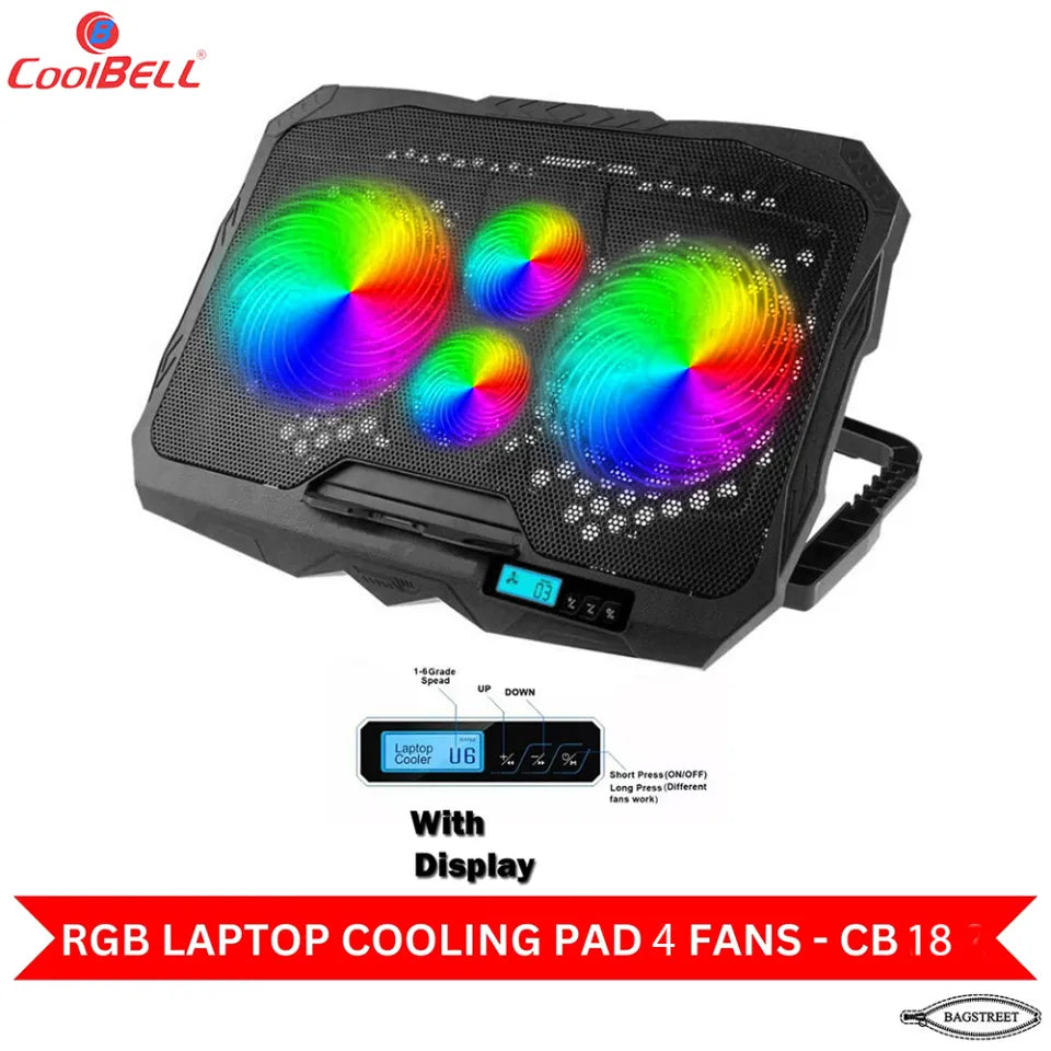 Coolbell Cooling Pad CB 18 For 14-17 inch Laptop Wiith display Coolbell Cooling Pad CB 18 For 14-17 inch Laptop Wiith display